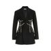 2026 Autumn Rhinestone Decorated European And American Women's Mid-Length Fashionable Slim-Waisted Blazer Dress_ecoleips.com