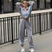 Stylish Women's Casual Sport Set With Zip Hoodie And Pants Urban Streetwear, Comfortable Polyester Fabric, Multiple Colors And Sizes For Everyday Wear_ecoleips.com