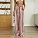 Women's Loose Striped Wide Leg Pants Drawstring Elastic Waist Casual Floor Length Fashionable Vacation Style Top Selling European American Style_ecoleips.com
