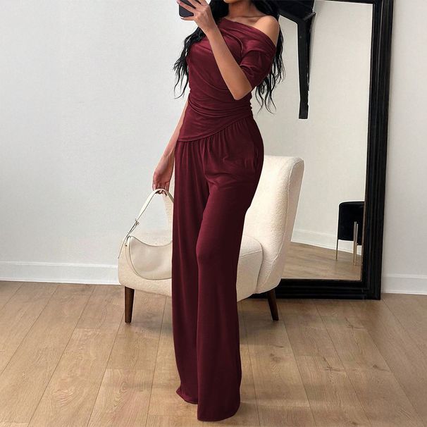 DiYun European And American Simple Elegant Style Short-Sleeve Long-Pants Women's Suit 2025 Summer_ecoleips.com
