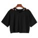 Aria Basics Aria Basics In-stock European And American Cross-border AA Style Off-shoulder Hollow-out Sexy Solid Color T-shirt V-neck Women's_ecoleips.com