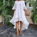 Women's Clothing 3 Point Sleeve Irregular Hem Holiday Party Dress Lace Stitching Dress_ecoleips.com