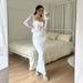 Women's Clothing autumn women's new plush mesh splicing nightclub style hollow long skirt slim dress_ecoleips.com