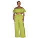 Women's clothing new style suit temperament one shoulder ruffled short top wide leg trousers suit_ecoleips.com