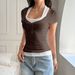Foreign Trade European And American Y2K Hot Girl Button Slim Fit Short Sleeve Tank Top Women's T-Shirt 2026_ecoleips.com