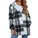 Women Urban Casual Outerwear New Stylish Loose‑Fit Plaid Hooded Coat For Daily Wear_ecoleips.com