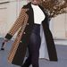 Women's Patchwork Placket Trench Coat Houndstooth Design Mid-Length Fashion Autumn Winter plus Size Clothing_ecoleips.com