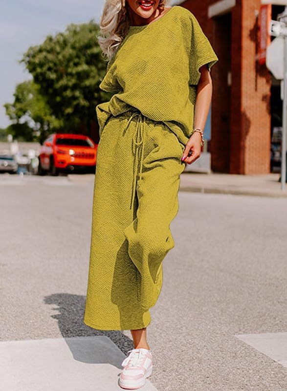 Women's Clothing Autumn New Loose Simple Solid Color Leisure Suit Texture Drawstring Sports Two Piece Suit For Women_ecoleips.com