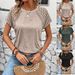 European And American Women's New Trend Short Sleeve T-Shirt Summer Lace Patchwork Round Neck Top_ecoleips.com