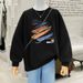 Women's Fashion Printed round Neck Fleece Lined Thick Pullover Sweatshirt Autumn/Winter Chic And Youthful Style 2023_ecoleips.com
