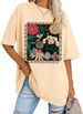 LOMON Oversized Graphic T Shirts For Women Short Sleeve Crewneck Summer Tops Loose Casual Basic Tees_ecoleips.com