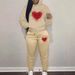 Women's Heart Print Hooded Sweatshirt And Sweatpants Set Casual Street Dance Fashion Autumn Winter Warm Top Bottoms Ensemble_ecoleips.com