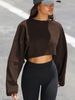 K Round Neck Sweatshirt With Exposed Navel, Women's Short Sports Base Shirt, T-shirt, Knitted Shirt, Long Sleeved Top. No Hats Or Other Accessories_ecoleips.com