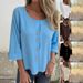 2025 New European And American Style Loose-Fit Women's T-Sh, Round Neck Cotton-Linen Buttoned Top, Cardigan_ecoleips.com