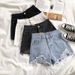 Denim Shorts Women's High Waist Hole Loose Wide Legs 2026 Summer New Student Versatile Internet Celebrity A Word Hot Pants_ecoleips.com