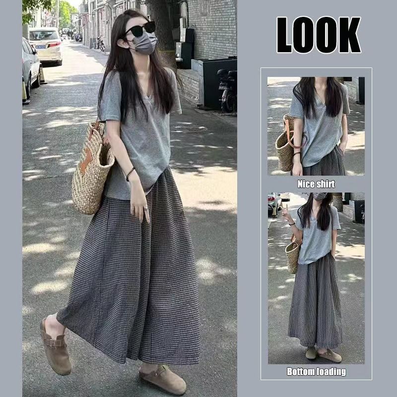 Summer Women's Milk Tea Series Outfit Age-Reducing And Slimming Effect, Two-Piece Dress Set For Slightly Chubby Women_ecoleips.com