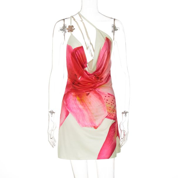 European And American Cross-Border Women's 2025 Summer New Style Swing Collar One-Shoulder Crossbody Sexy Printed_ecoleips.com