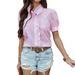 Diyun Cross-Border European And American 2025 Spring Summer Women's Tops Elegant Casual Solid Color Button Cardigan Lace_ecoleips.com