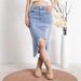 K Women's Half Skirt Denim Stretch Casual Distressed Simple Retro_ecoleips.com