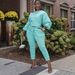 Trendy Two-Piece Women's Outfit Set - Stylish Long Sleeve Top & Pants (S-XXL) - Stretch Polyester Blend For All-Day Comfort_ecoleips.com