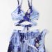 2022 European And American New Style Marble Print Three-Piece Sexy Bikini Swimsuit Beach Dress_ecoleips.com