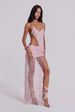 Women's French Style Beaded Studded Openwork Halter Top Backless Design Sexy Vacation Dress_ecoleips.com