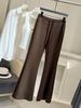 Springtime Petite Grey Cloud Cotton High-Waisted Flared Pants for Women Drawstring Draped Relaxed Casual Sporty Bottoms_ecoleips.com