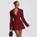 "Double-Breasted Blazer For Women – Deep V-Neck Elegant Suit Jacket In Classic Colors"_ecoleips.com