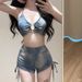Blue Tie-Dye Halter Bikini Set High-Waisted Two-Piece Swimsuit Cover-Up Women's Sexy Clothing Beachwear_ecoleips.com