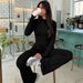 2025 Autumn Winter New Fashion Women's Clothing Fashionable Crop Top Long Sleeve Slim Fit Tie Bell Bottom Pants Sports_ecoleips.com
