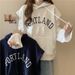 foreign Trade Spring Autumn Korean Style Hooded Pullover Embroidered Letter Vest For Women, Loose And_ecoleips.com