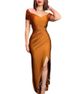 Elegant Commuting Long Dress Solid Color High Waist V Neck Suspender Style Temperament Office Women Dress_ecoleips.com