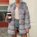 Women's Faux Fox Fur Coat – Luxe Long Winter Coat With Windbreaker Design (Black/Pinkish/Light Gray, S-XXXL)_ecoleips.com