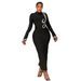 Women's Clothing New Solid Color Autumn And Winter Half High Collar Hot Diamond Long Sleeve Temperament Slim Hip Dress_ecoleips.com