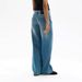 Women's Clothing Retro Light Blue Pure Cotton Spring And Autumn Washed Distressed Mid Low Waist Loose Straight Denim Trousers_ecoleips.com