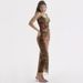 women's Clothing: Mesh Printed Long With Slit, Slim-fit Short-sleeve, Backless, Sleeveless Floral Strap Dress In_ecoleips.com
