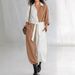 Women's Clothing Spring Fashion Solid Color Patchwork Long Sleeve Shirt With Tie Jumpsuit For Women_ecoleips.com