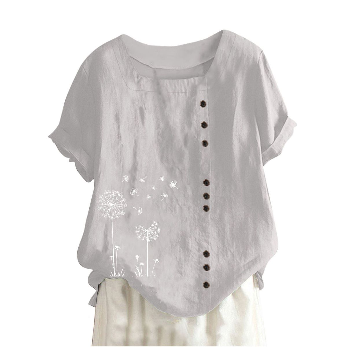 Cross-Border Tops Casual Loose T-Shirts Cotton Linen Plus Size Women's Clothing AMZ Hot Selling_ecoleips.com