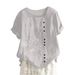Cross-Border Tops Casual Loose T-Shirts Cotton Linen Plus Size Women's Clothing AMZ Hot Selling_ecoleips.com