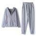 Women's Loose Fit Hoodie And Pants Set Casual Outfit Grey M-5XL_ecoleips.com