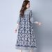 Vintage Original Cotton-linen Robe, Artistic Clothing, Ethnic Style Blue And White Porcelain Loose Linen Dress, Women's_ecoleips.com
