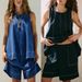 Summer Women's Denim Shorts Set – Sleeveless Tank Top & Distressed High-Waist Shorts (2-Piece Outfit)_ecoleips.com