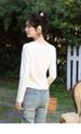 ALXNAN Long Sleeve T-shirt Women 2026 Spring New Waist Ruffled Split 3D Floral Hollow Out Tees Cotton Casual Elegant Tops L61809_ecoleips.com