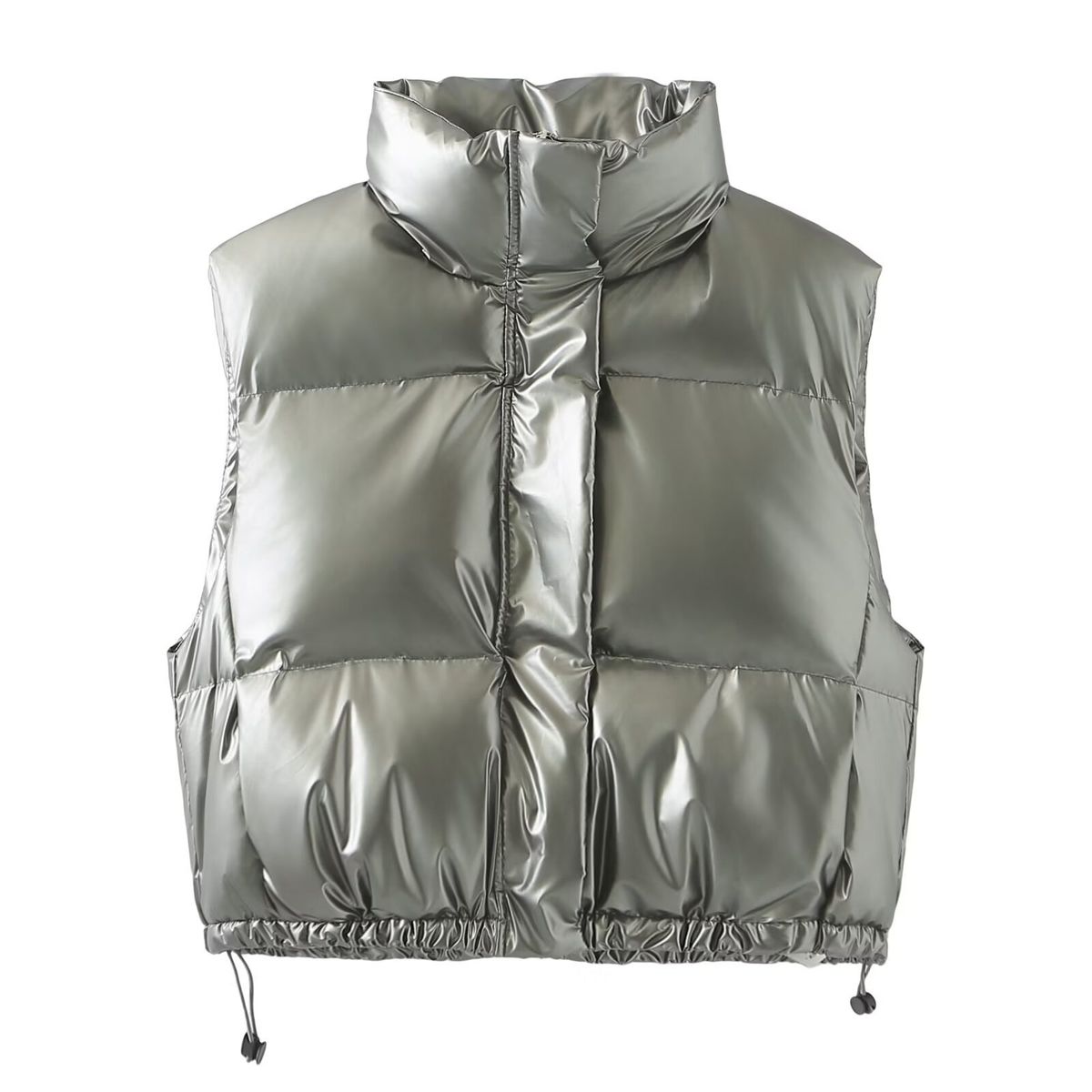 Aria Basics Cross-border ZA European And American Style Women's Clothing INS Fashion Design Metallic Tech Fabric Down_ecoleips.com