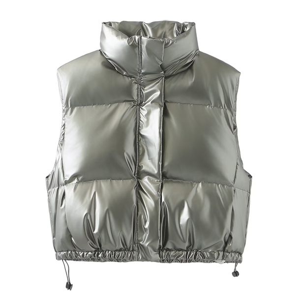 Aria Basics Cross-border ZA European And American Style Women's Clothing INS Fashion Design Metallic Tech Fabric Down_ecoleips.com