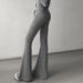 American-style Flared Yoga Pants For Women, Spring And Autumn High-waisted Casual Bootcut Pants, Gray Petite Sports_ecoleips.com