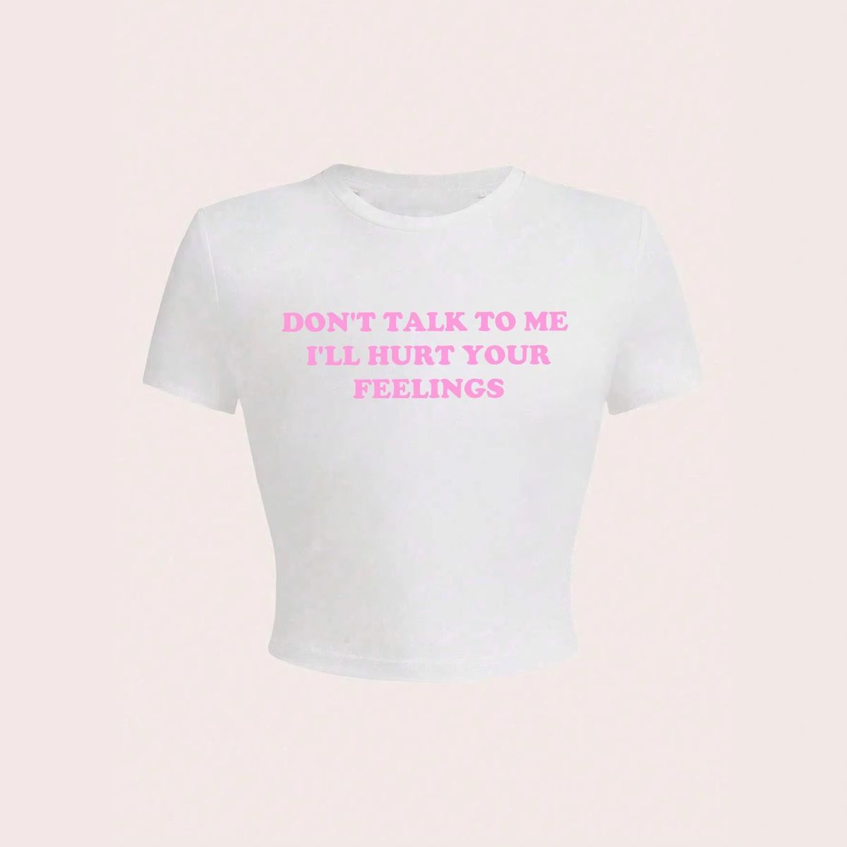 Hot Sale Spice Girl Short T-Shirt Pink Letter Print Button Short Sleeve Top_ecoleips.com