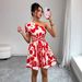 Women's Clothing Neck Printed Hollow Waist Dress_ecoleips.com