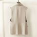 Back-slit Beige Blazer Women, New Spring/autumn Korean Style Design, Sleeveless Outerwear Vest For Petite Women_ecoleips.com