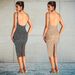 Women's Clothing Sexy Backless Rhinestone Strappy Bodycon Dress - V-Neck Sleeveless Midaxi Dress Stretchy Milk Silk Fabric Elegant Club Wear_ecoleips.com
